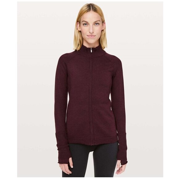 Women's Burgundy Full-Zip Sweater - Picture 1 of 10